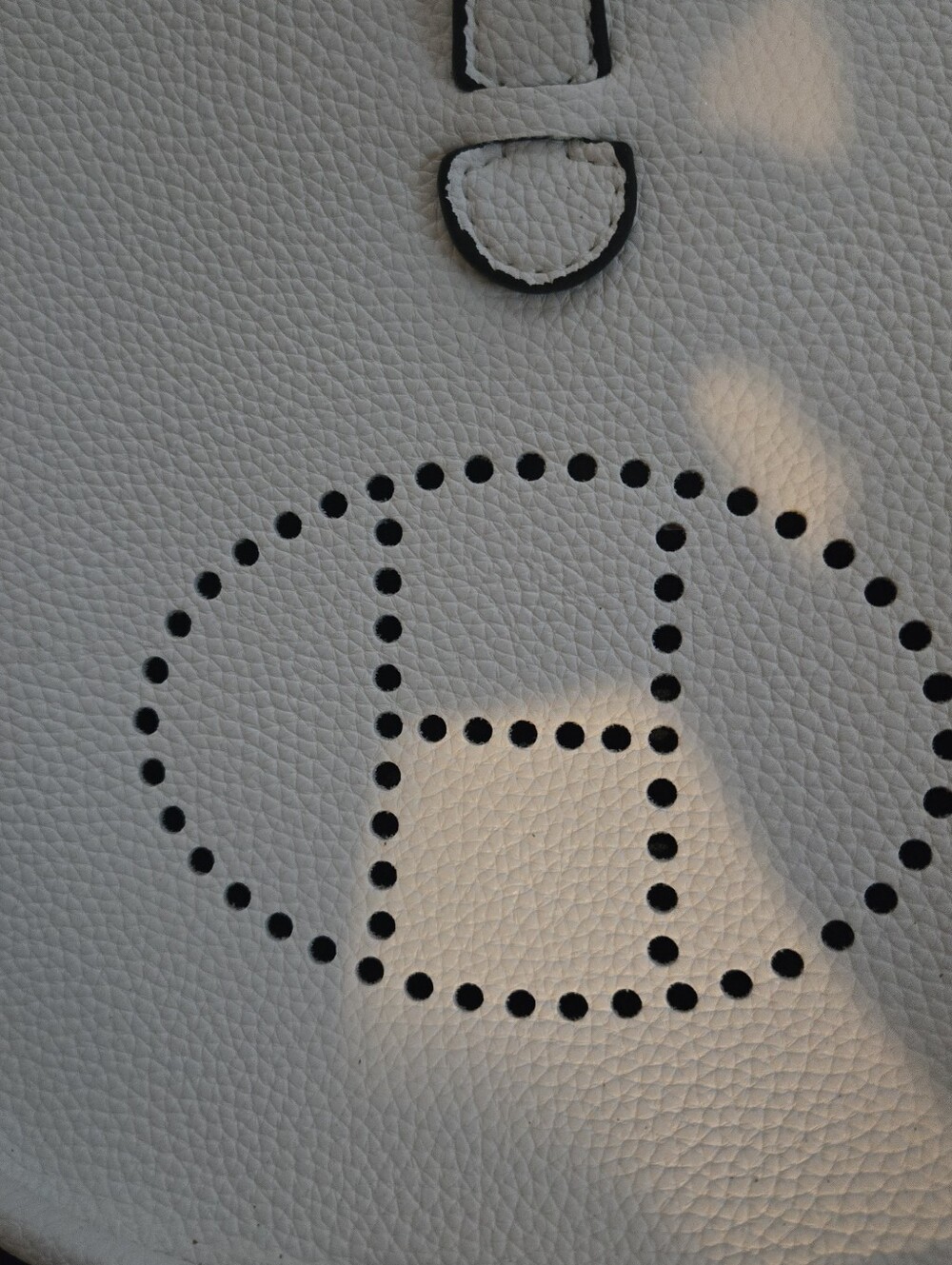 White Leather Like Shoulder Bag with Perforated H Logo